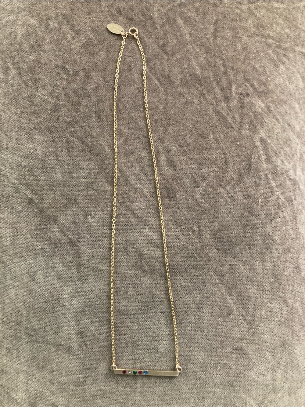 Delicate Gold Bar Necklace with Multicolor Accent Stones
